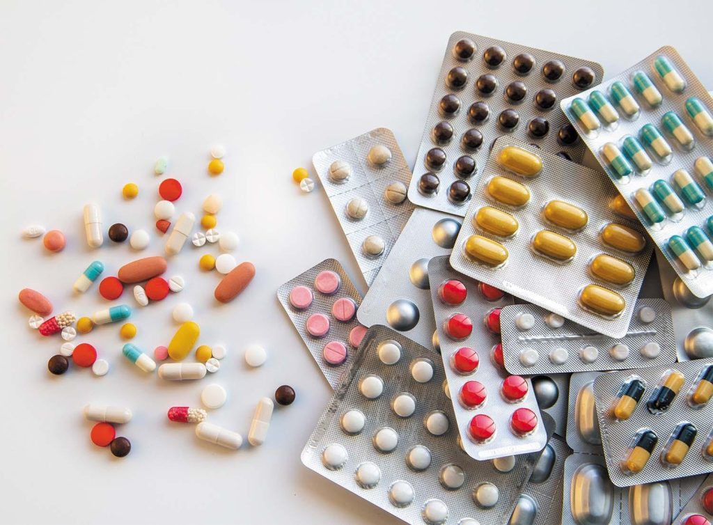 Blister packs of medication used for prescription services at Medical Center Playa del Inglés in Gran Canaria.